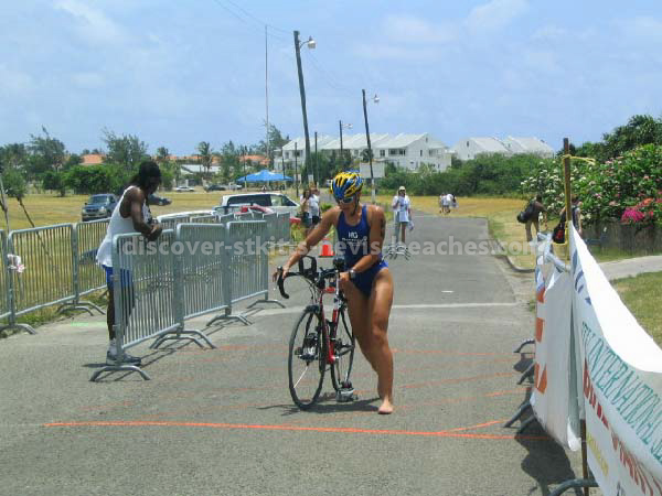 Olympic female champion in 2004 St Kitts Triathlon after completing bike course