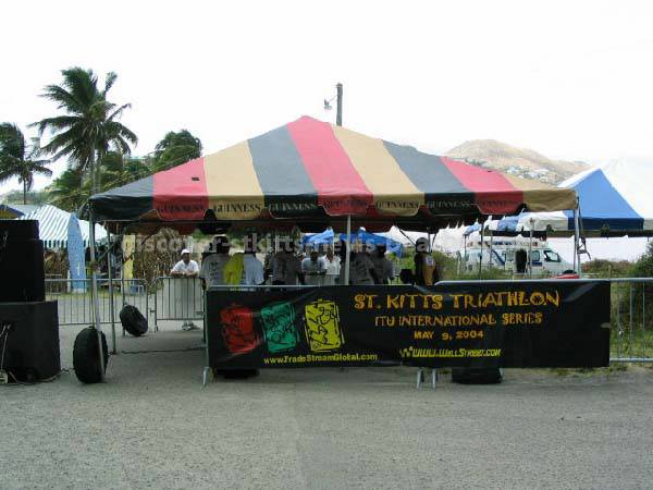 Tent at finish line of 2004 St Kitts Triathlon