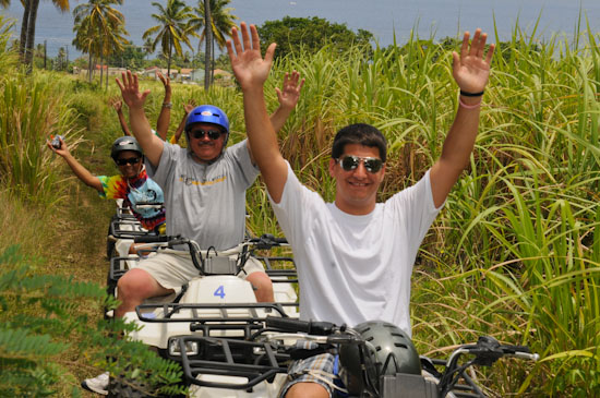 Happy St Kitts quad bike tour clients.