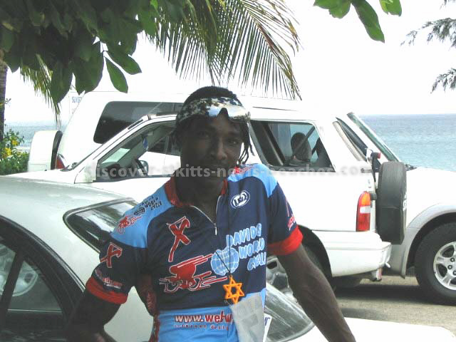 Lesroy 'Snake' Queeley after completing the 40K Olympic bike course in the 2004 St Kitts Triathlon
