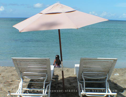 chairs on beach. Beach chairs and umbrella