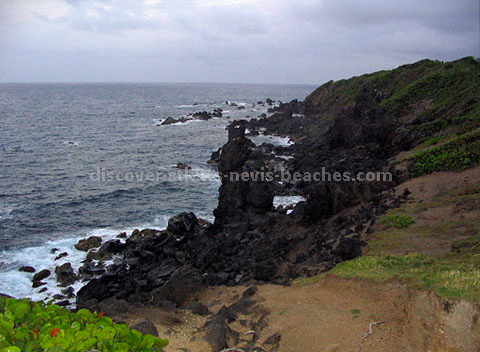 Black Rocks where volcanic rocks from an eruption of Mount Liamuiga are deposited.