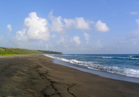 Black sand beach at Keys in St. Kitts.  This beach is a nesting site for Leatherback turtles.