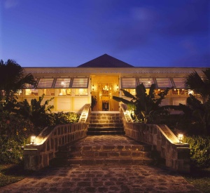 Nisbet Plantation Inn Great House at Night, Nevis