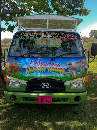 Front view of Poinciana Tours new safari vehicle.