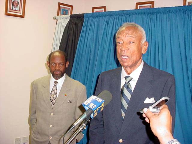 St. Kitts and Nevis Prime Minister Hon. Dr Denzil Douglas with West Indies Cricket Board President Ken Gordon