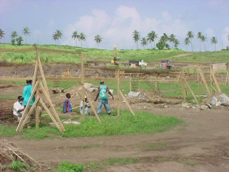 Construction of stalls at Beaumont Park Race Track, St. Kitts