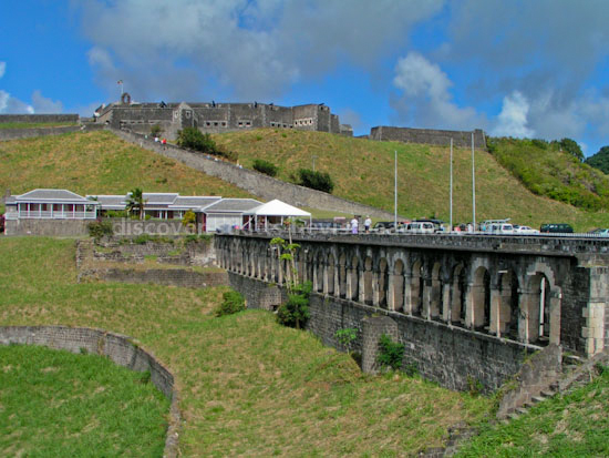 Photo of the Brimstone Hill Fortress National Park with the Infantry Officers Quarters in the foreground