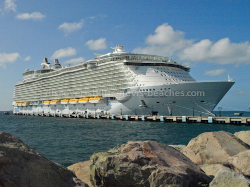 Royal Caribbean's Allure of the Seas cruise ship docked at Port Zante in St Kitts