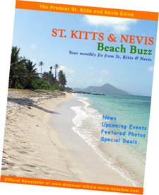 St Kitts Nevis Beach Buzz ezine (official newsletter of Discover St Kitts Nevis Beaches) cover.