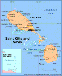 Map of St Kitts and Nevis
