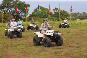 Test driving ATVs prior to St Kitts quad bike tour