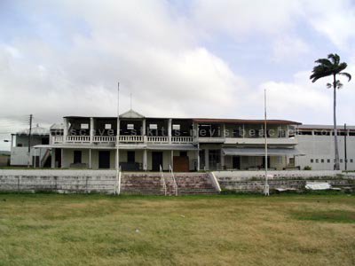 Old Pavilion at Warner Park in St. Kitts. Today the renovated building sits behind the new players pavilion and houses offices and dining facilities.