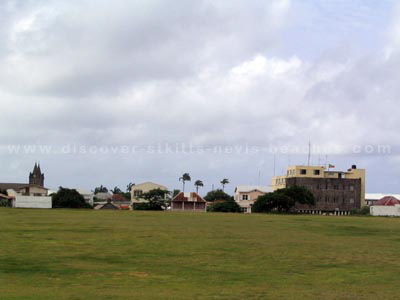 View of old southern section of the cricket grounds at Warner Park in St. Kitts. Today the southern stands of the Warner Park Cricket Stadium are located in this area.