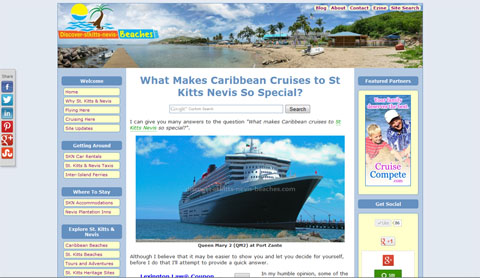 Discover St Kitts Nevis Beaches website screenshot