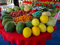 Locally grown fruits grown by the Tawainese Agricultural Mission on display at the 2013 Agriculture Department Open Day